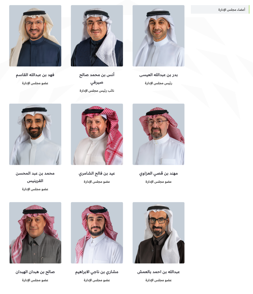 التعريف بمجلس الإدارة كنموذج - المصدر: طيبة للاستثمار - إنشاء صفحة من نحن